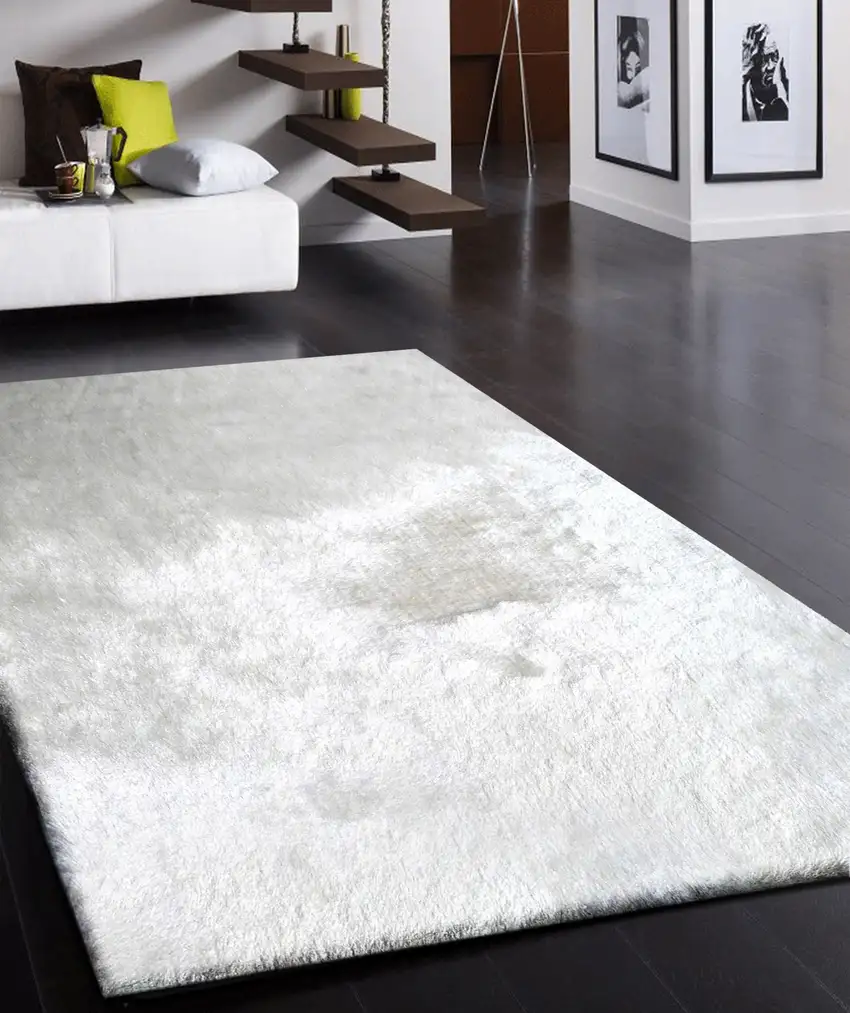 White Shag Hand Tufted Area Rug Photo 6