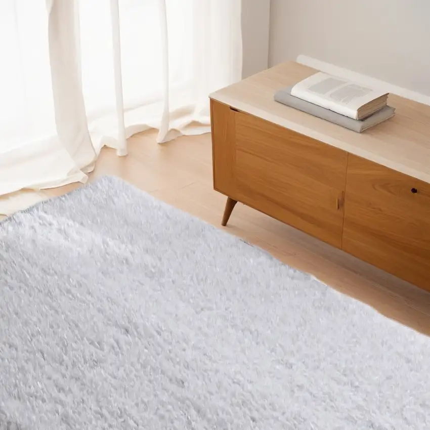 White Shag Hand Tufted Area Rug Photo 1