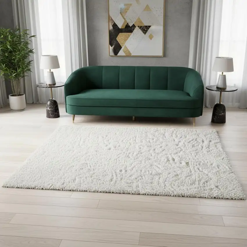 White Shag Hand Tufted Area Rug Photo 1