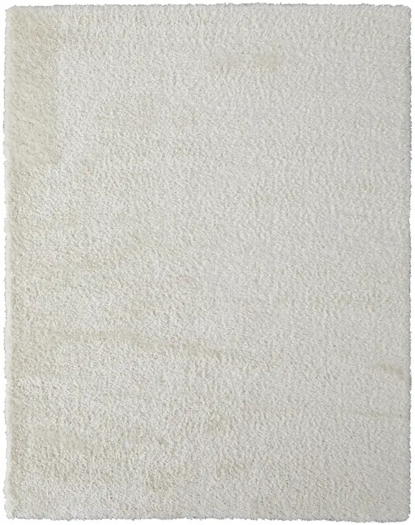White Shag Power Loom Stain Resistant Area Rug Photo 1