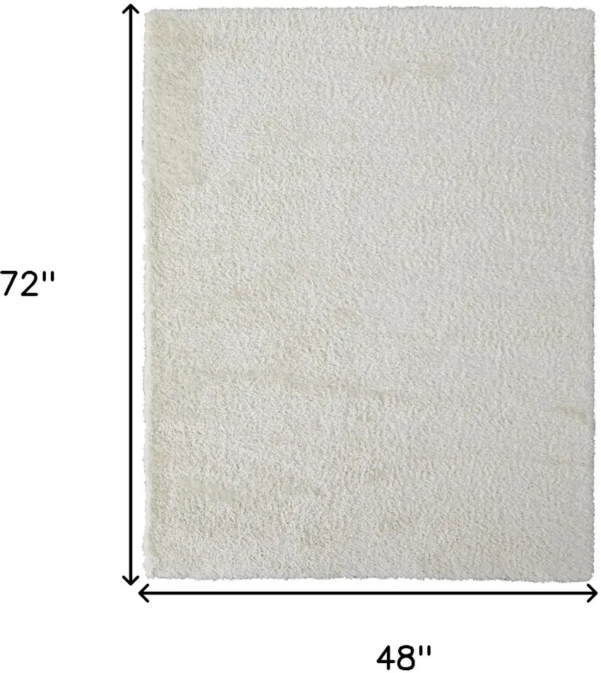 White Shag Power Loom Stain Resistant Area Rug Photo 10