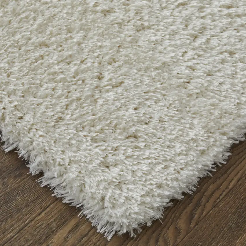 White Shag Power Loom Stain Resistant Area Rug Photo 3