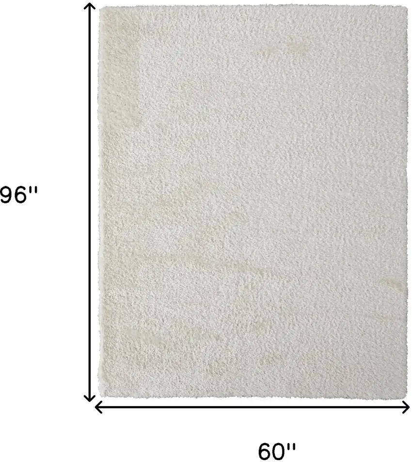 White Shag Power Loom Stain Resistant Area Rug Photo 10