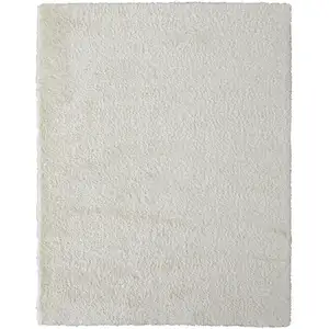 Photo of White Shag Power Loom Stain Resistant Area Rug