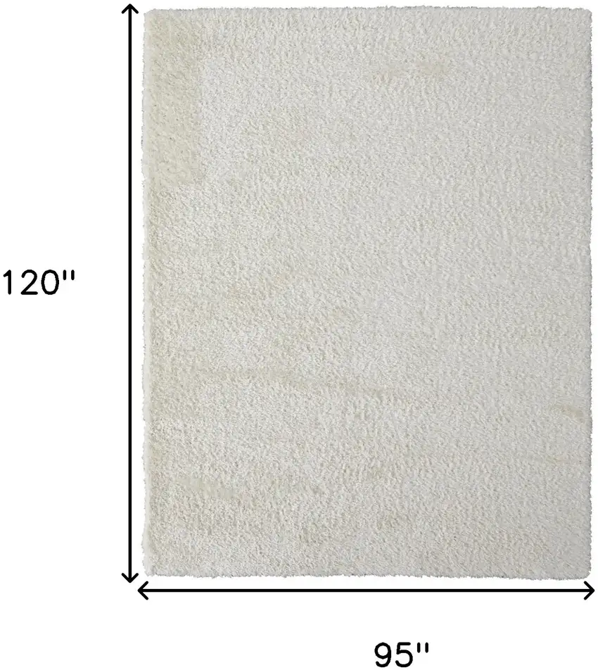 White Shag Power Loom Stain Resistant Area Rug Photo 10