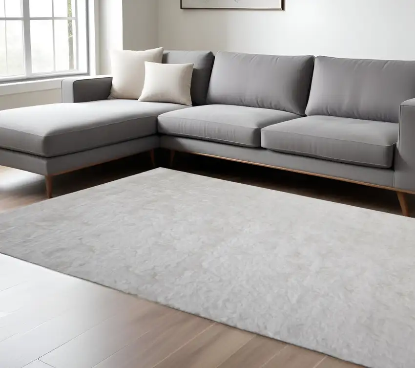 White Shag Tufted Handmade Area Rug Photo 1