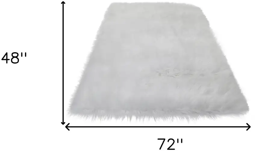 White Sheepskin Washable Area Rug With Fringe Photo 8