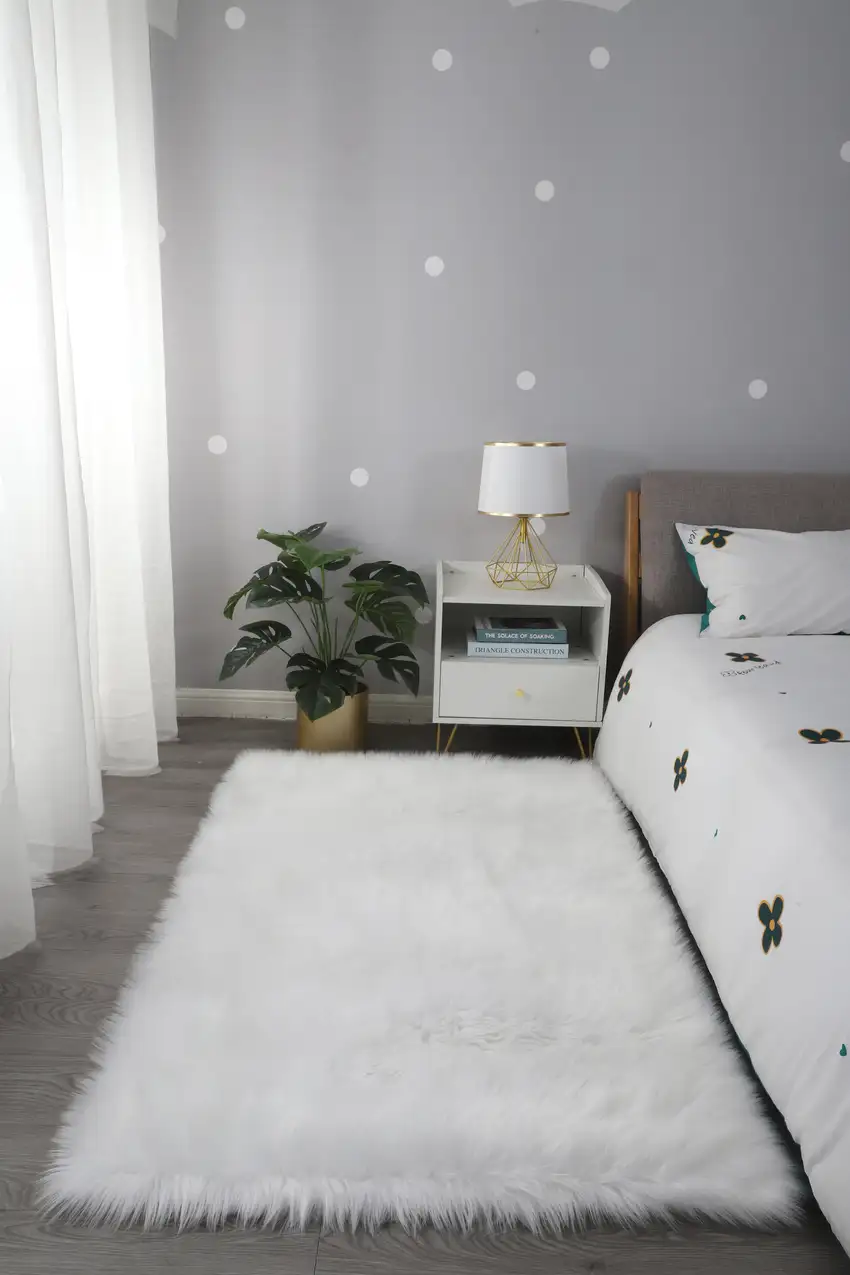 White Sheepskin Washable Area Rug Photo 6