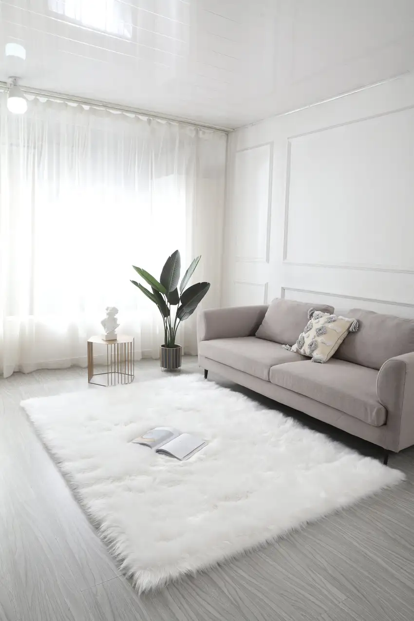 White Sheepskin Washable Area Rug Photo 5