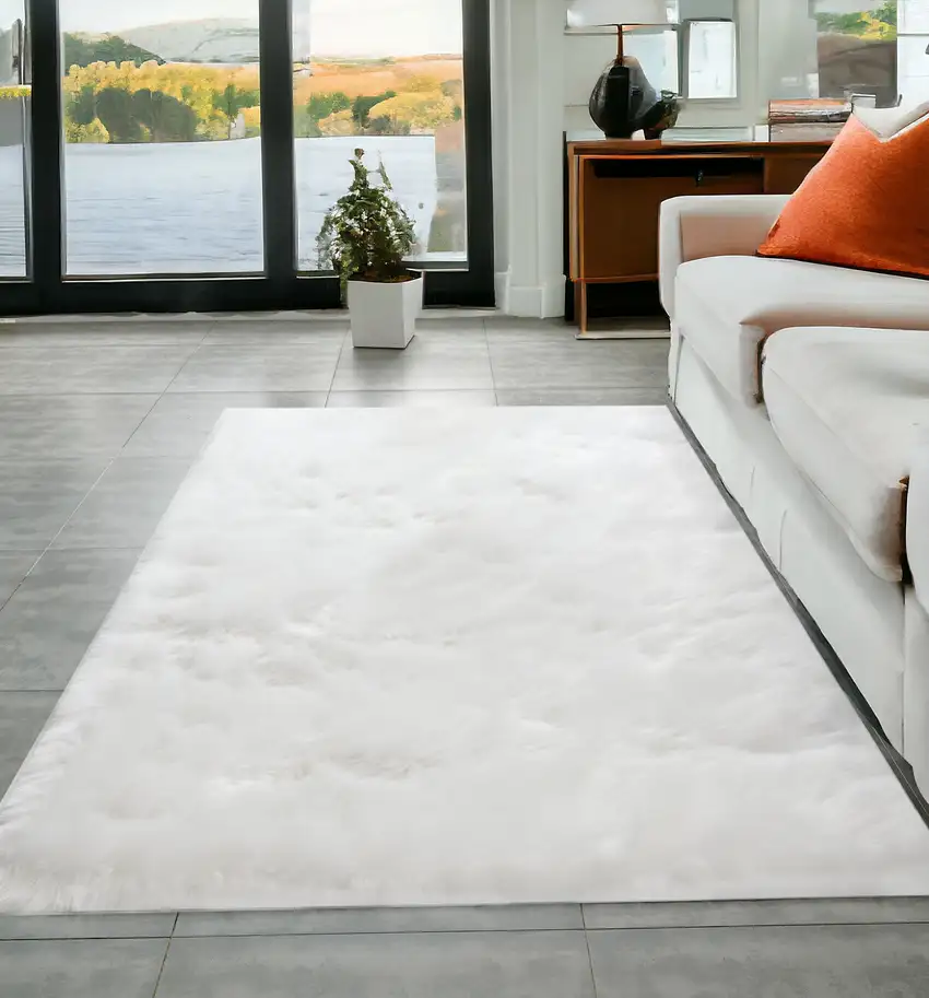 White Sheepskin Washable Area Rug Photo 1
