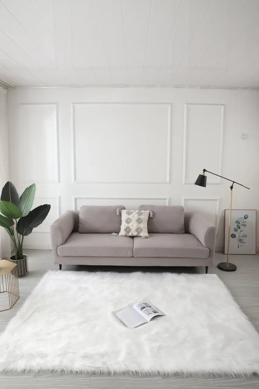 White Sheepskin Washable Area Rug Photo 7