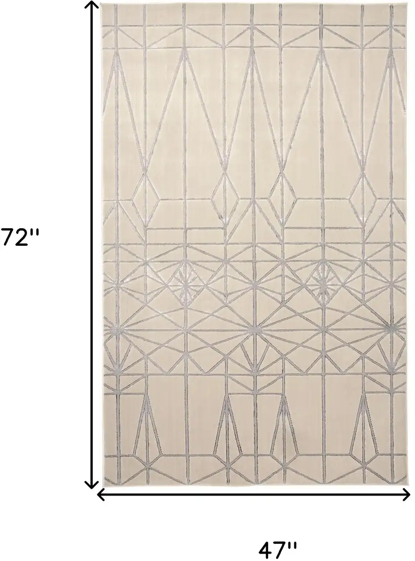 White Silver And Gray Geometric Area Rug Photo 10