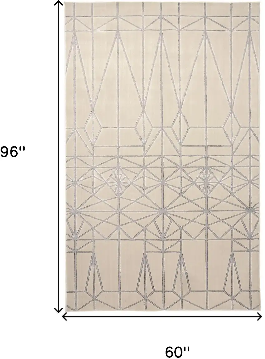 White Silver And Gray Geometric Stain Resistant Area Rug Photo 10