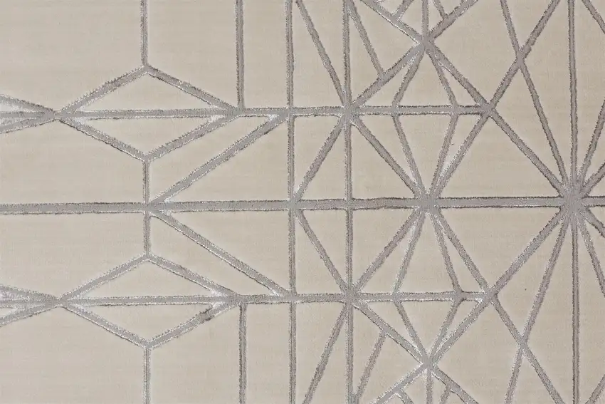 White Silver And Gray Geometric Stain Resistant Area Rug Photo 9