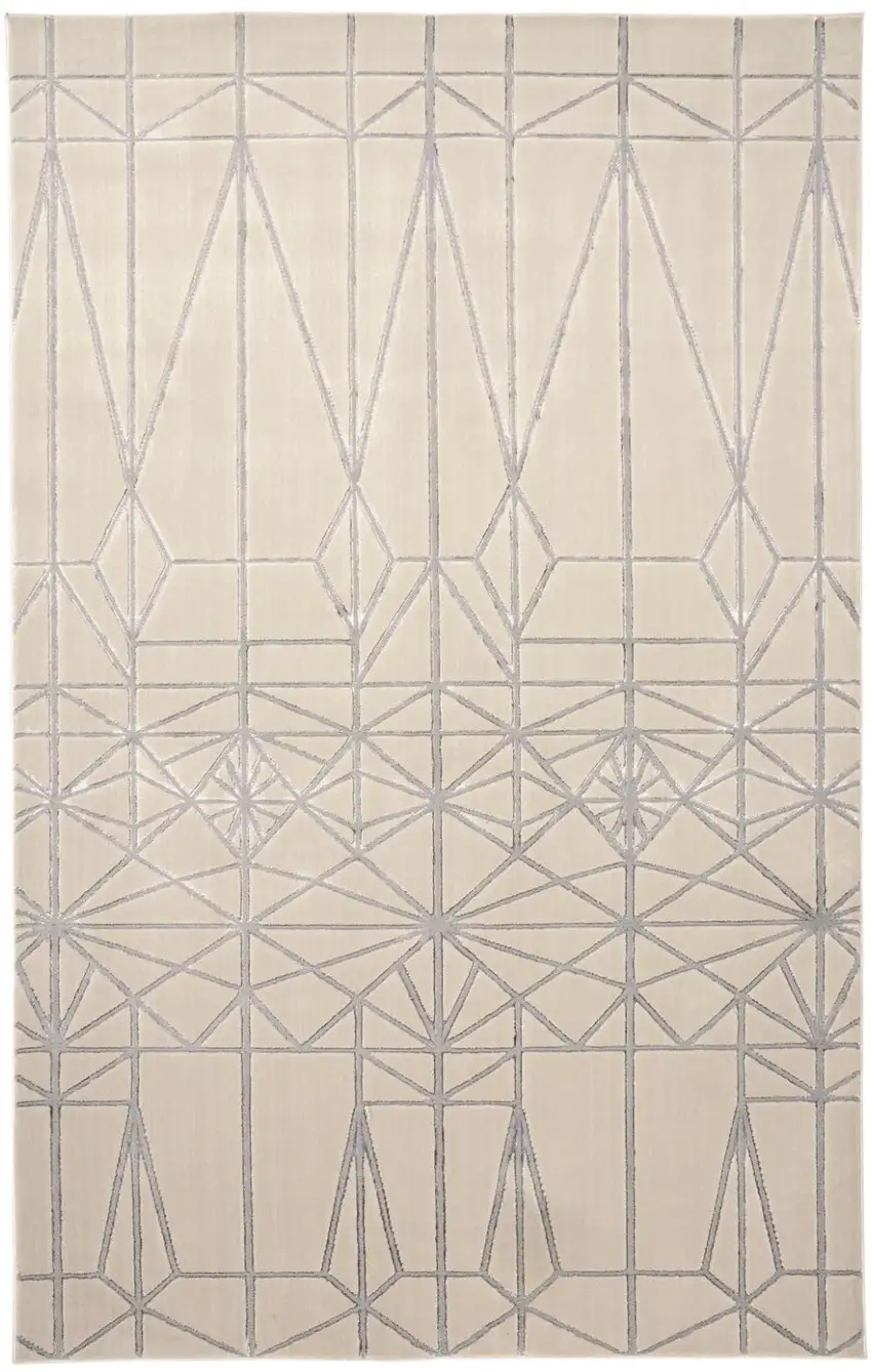 Gray and White Geometric Non Skid Area Rug Photo 2