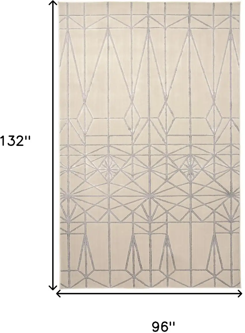 White Silver And Gray Geometric Stain Resistant Area Rug Photo 10