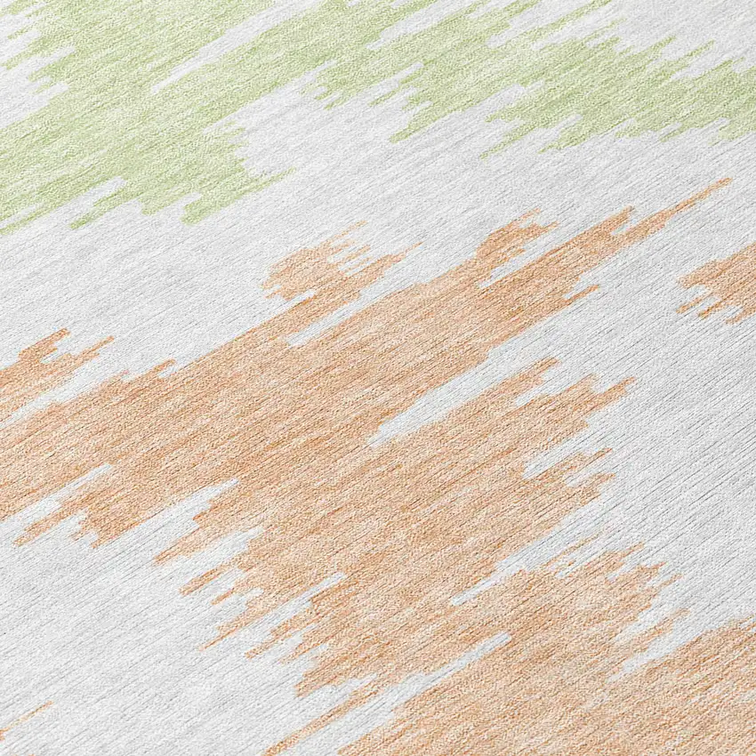 White Sky Blue And Artichoke Green Abstract Washable Indoor Outdoor Area Rug Photo 5