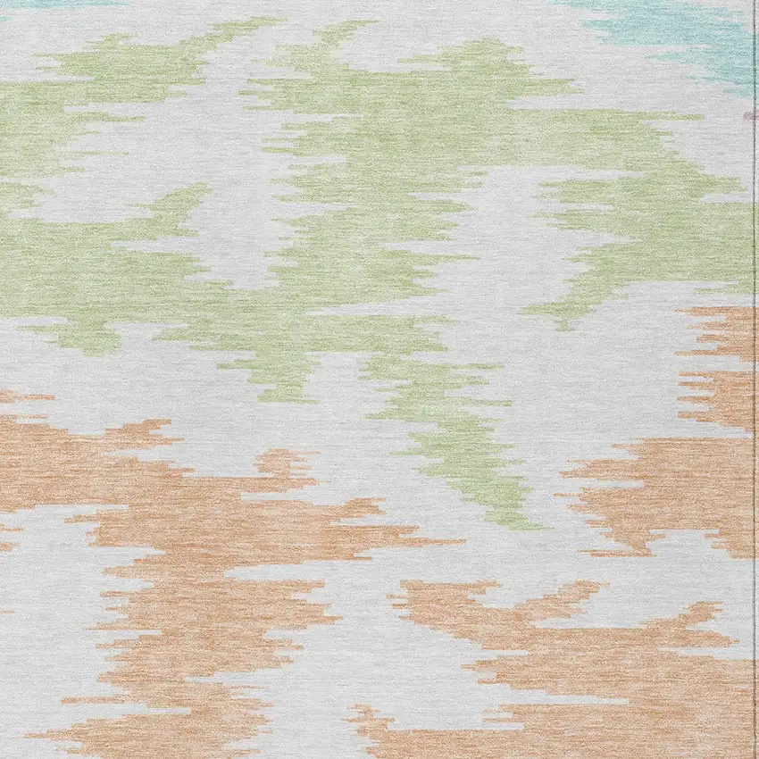 White Sky Blue And Artichoke Green Abstract Washable Indoor Outdoor Area Rug Photo 7