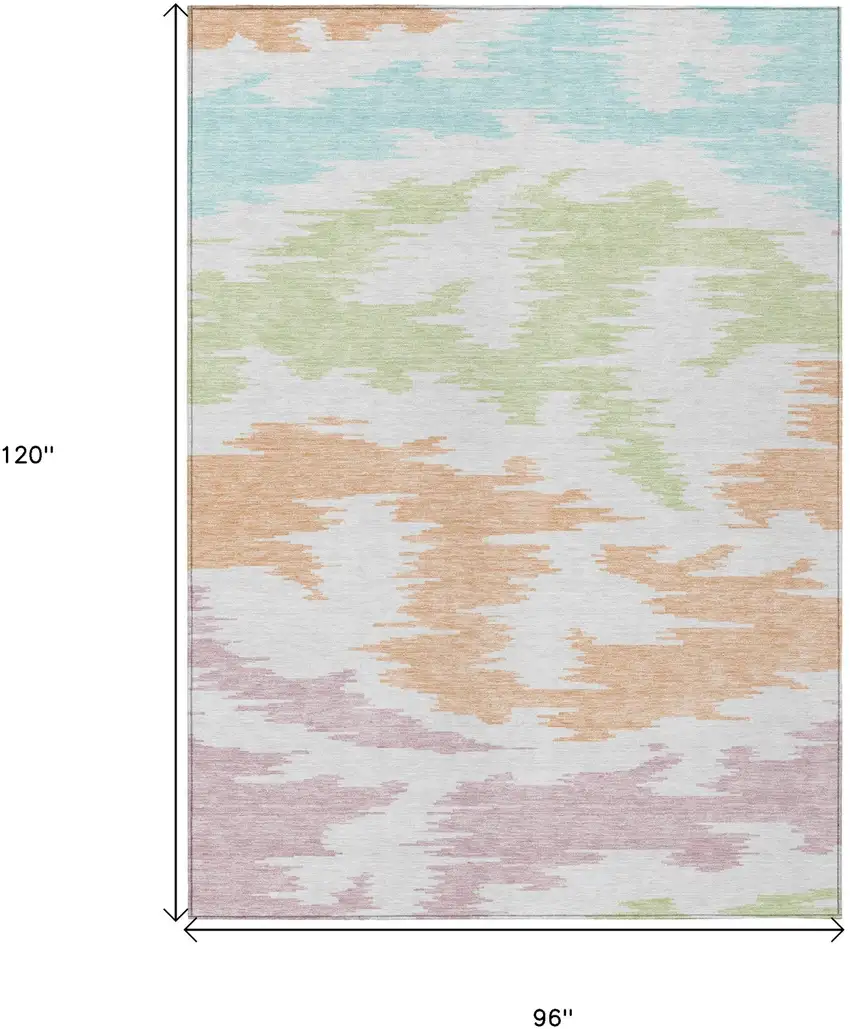 White Sky Blue And Artichoke Green Abstract Washable Indoor Outdoor Area Rug Photo 3