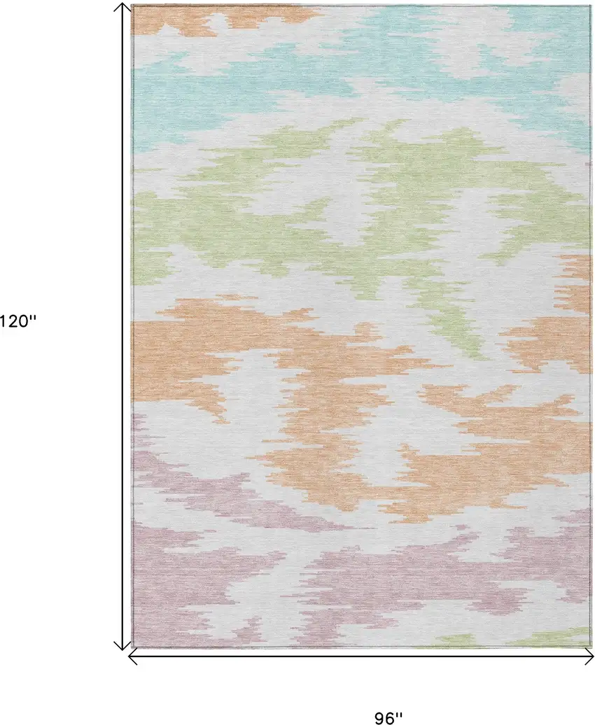White Sky Blue And Artichoke Green Abstract Washable Indoor Outdoor Area Rug Photo 3