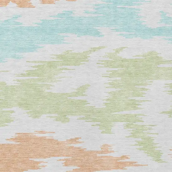 White Sky Blue And Artichoke Green Abstract Washable Indoor Outdoor Area Rug Photo 5