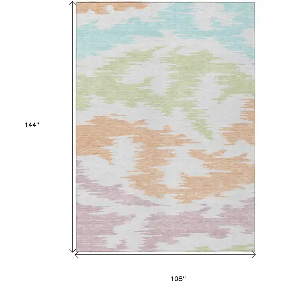 White Sky Blue And Artichoke Green Abstract Washable Indoor Outdoor Area Rug Photo 3