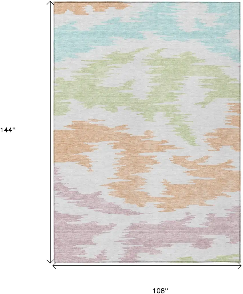 White Sky Blue And Artichoke Green Abstract Washable Indoor Outdoor Area Rug Photo 3