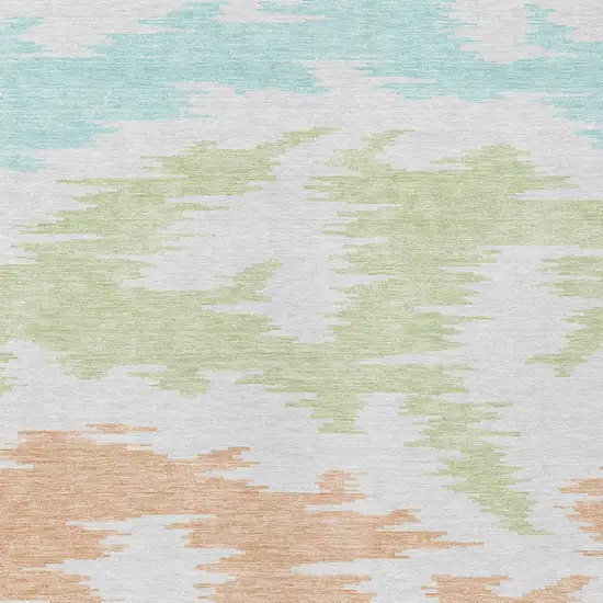 White Sky Blue And Artichoke Green Abstract Washable Indoor Outdoor Area Rug Photo 5