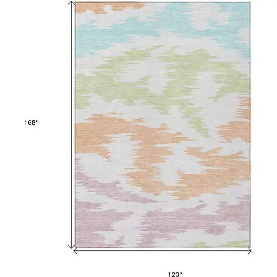 White Sky Blue And Artichoke Green Abstract Washable Indoor Outdoor Area Rug Photo 3