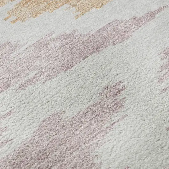 White Sky Blue And Peach Abstract Washable Area Rug With UV Protection Photo 9