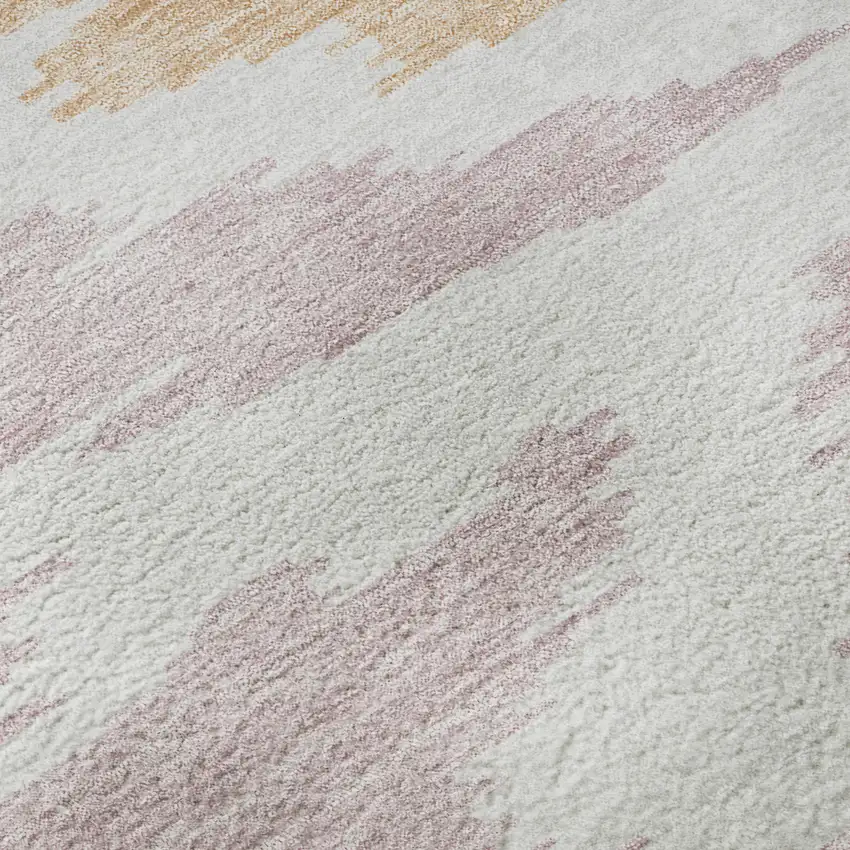 White Sky Blue And Peach Abstract Washable Area Rug With UV Protection Photo 9