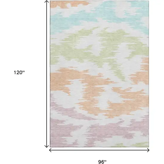 White Sky Blue And Peach Abstract Washable Area Rug With UV Protection Photo 3
