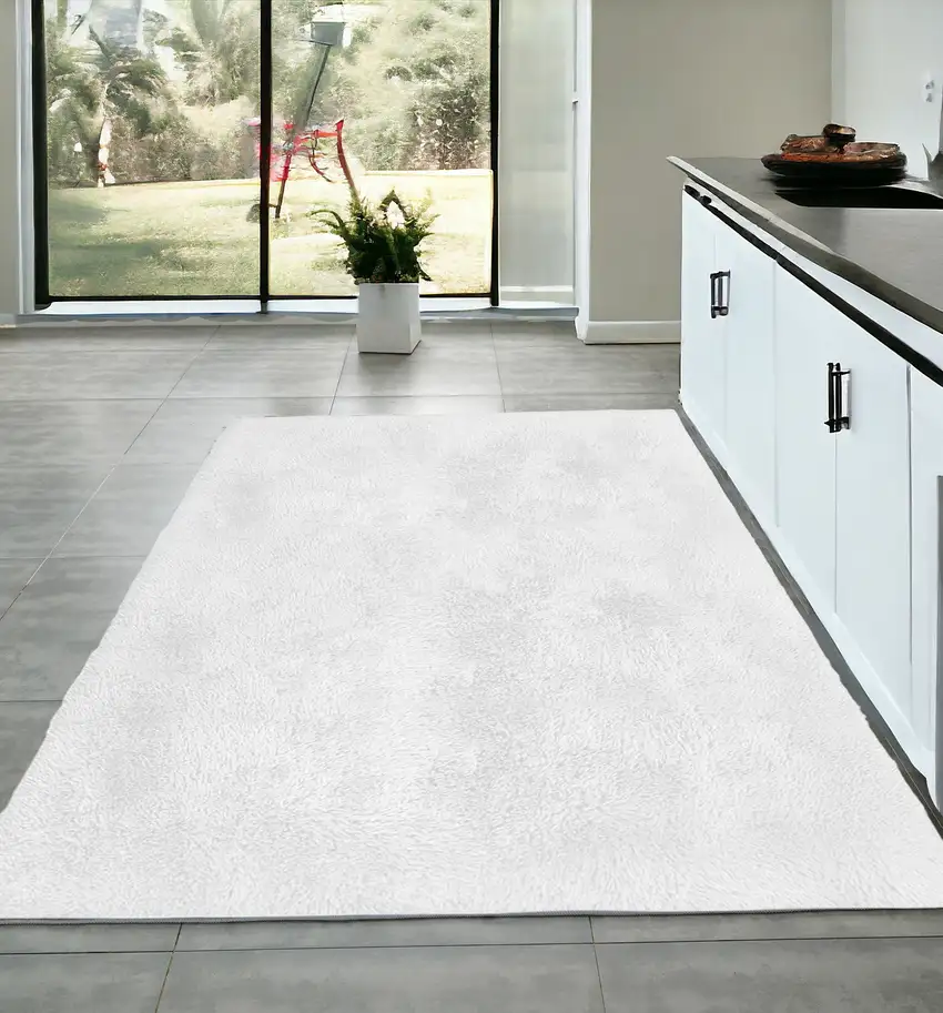White Power Loom Area Rug Photo 1