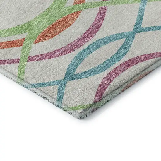 White Teal And Green Abstract Washable Area Rug With UV Protection Photo 8