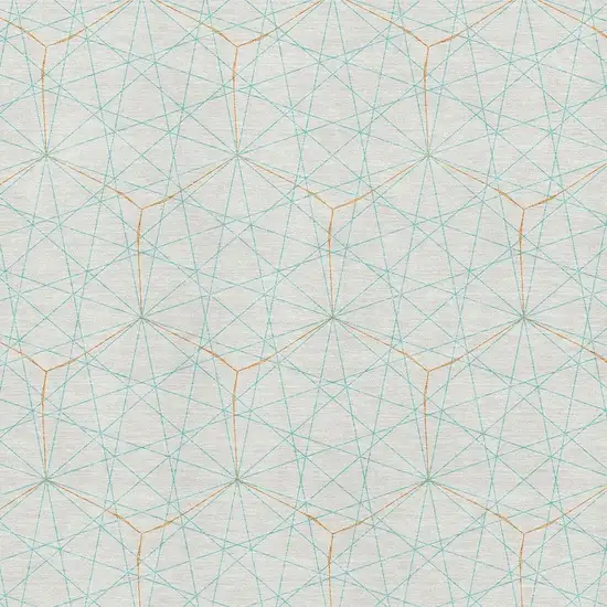 White Teal And Orange Geometric Washable Area Rug With UV Protection Photo 2