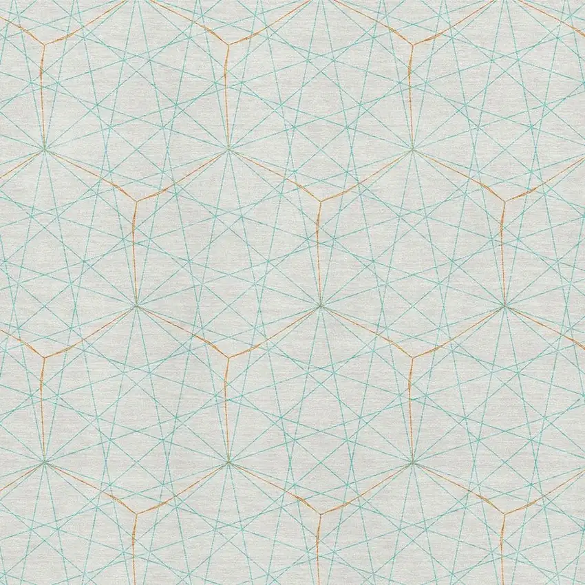 White Teal And Orange Geometric Washable Area Rug With UV Protection Photo 2
