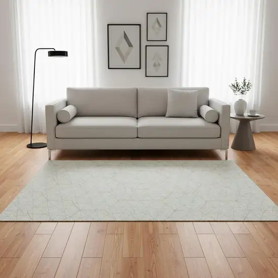 White Teal And Orange Geometric Washable Area Rug With UV Protection Photo 2