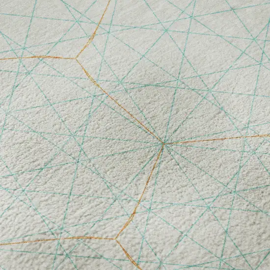 White Teal And Orange Geometric Washable Area Rug With UV Protection Photo 9