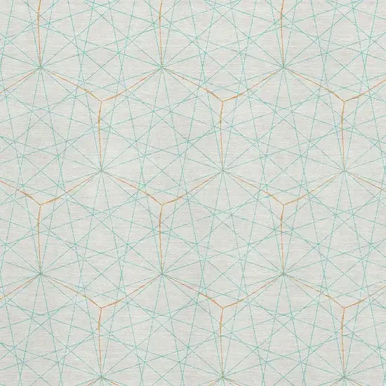 White Teal And Orange Geometric Washable Area Rug With UV Protection Photo 2