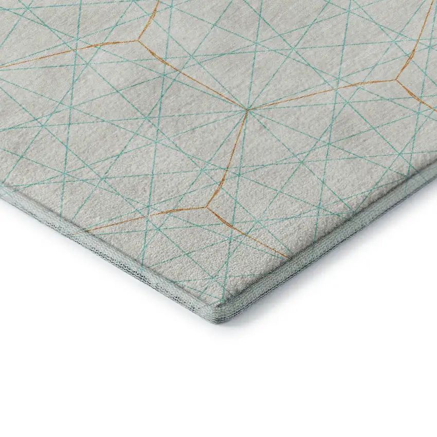 White Teal And Orange Geometric Washable Area Rug With UV Protection Photo 7