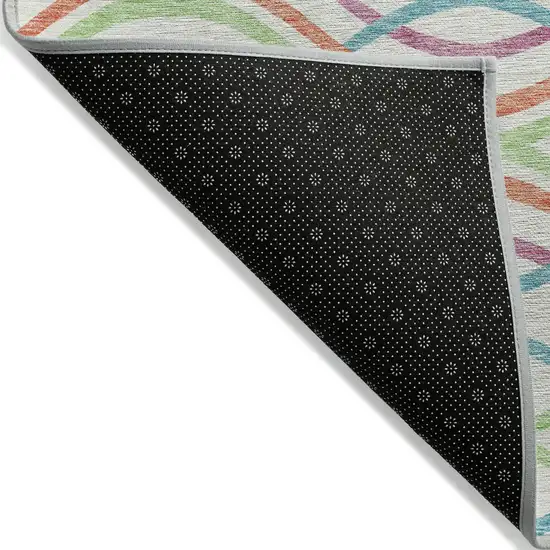 White Teal Blue And Lime Green Abstract Washable Indoor Outdoor Area Rug Photo 2