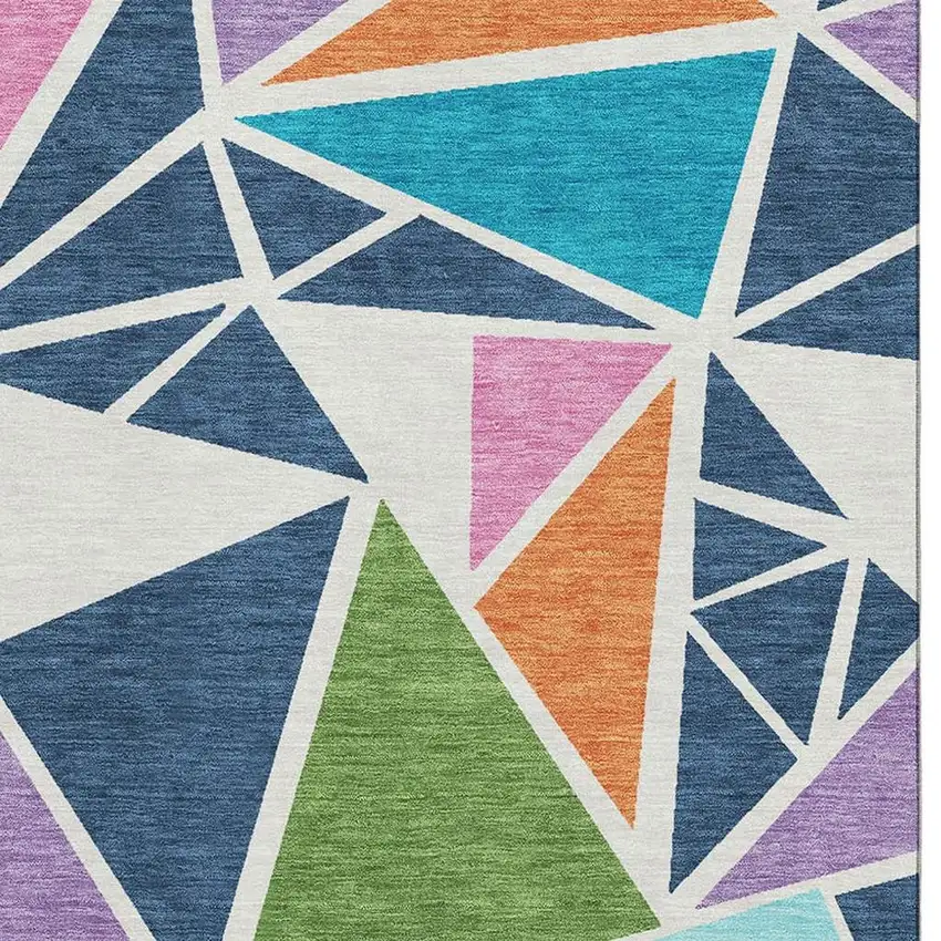White Teal Pink And Orange Geometric Washable Area Rug With UV Protection Photo 7
