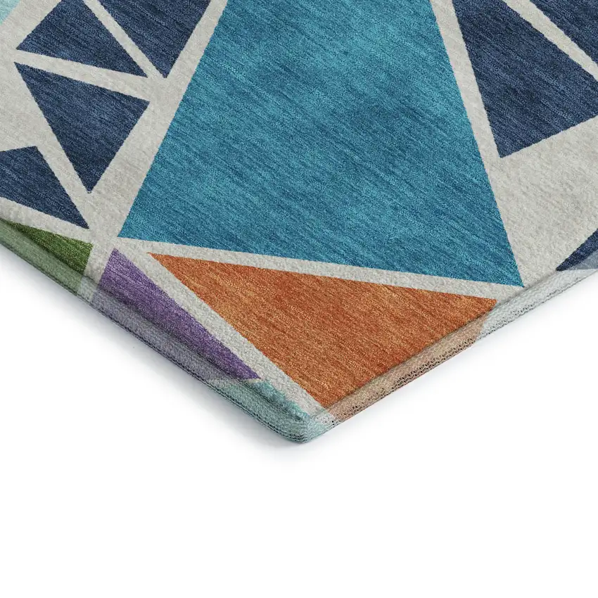 White Teal Pink And Orange Geometric Washable Area Rug With UV Protection Photo 9