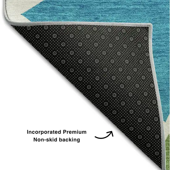 White Teal Pink And Orange Geometric Washable Area Rug With UV Protection Photo 6