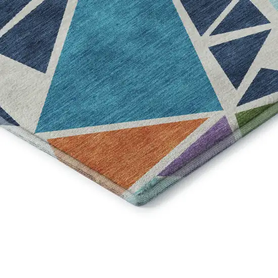 White Teal Pink And Orange Geometric Washable Area Rug With UV Protection Photo 7