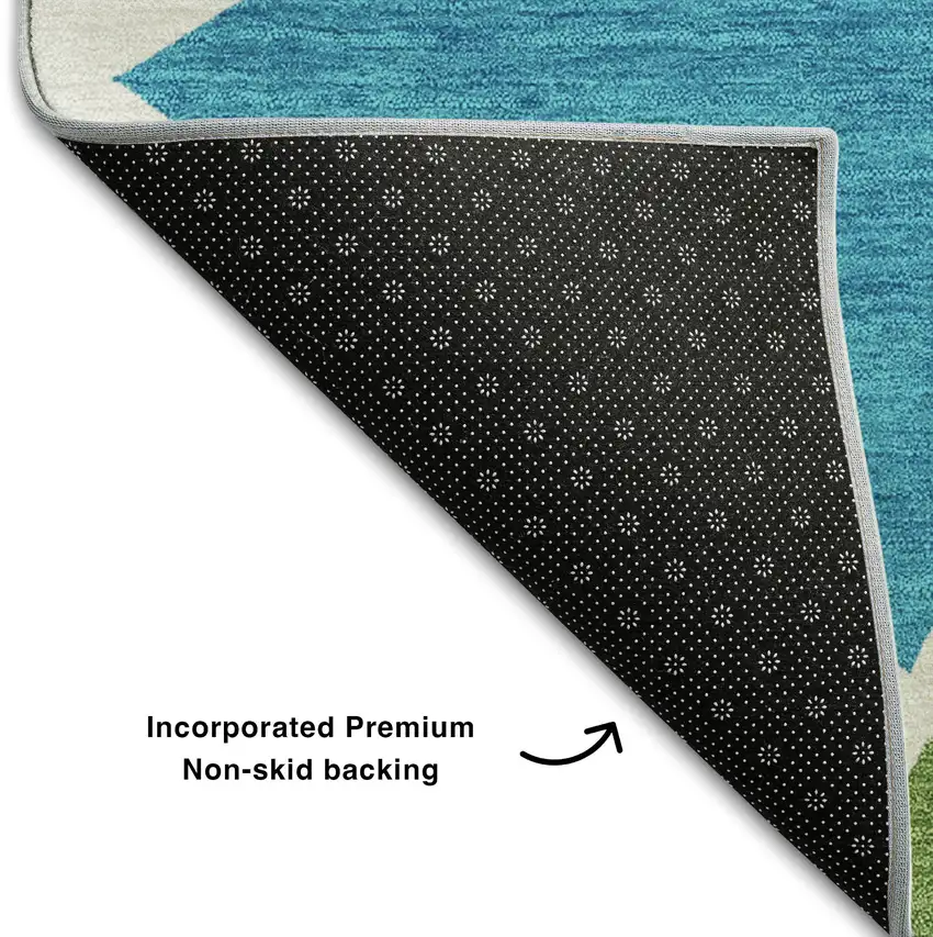 White Teal Pink And Orange Geometric Washable Area Rug With UV Protection Photo 6