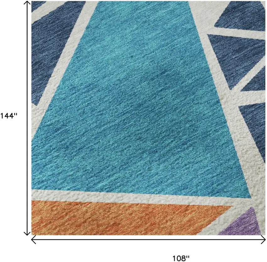 White Teal Pink And Orange Geometric Washable Area Rug With UV Protection Photo 9