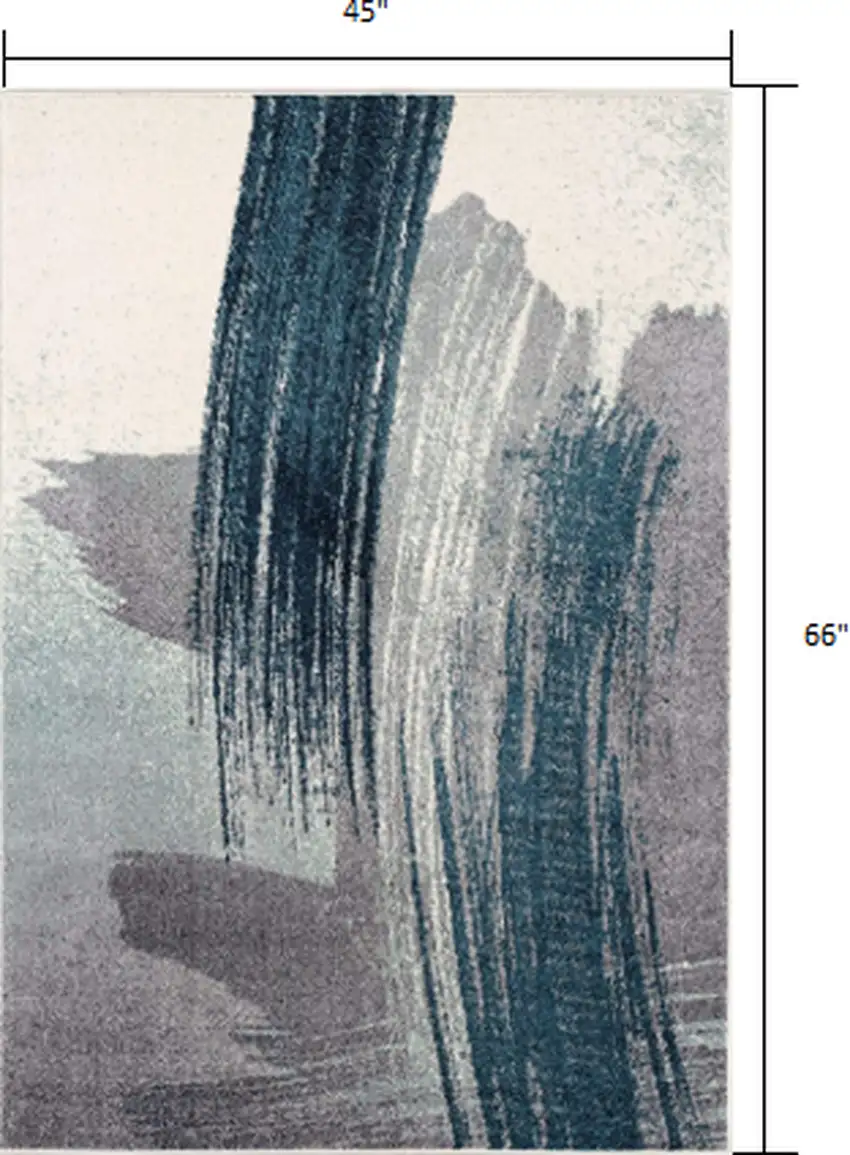 White and Blue Abstract Strokes Area Rug Photo 1