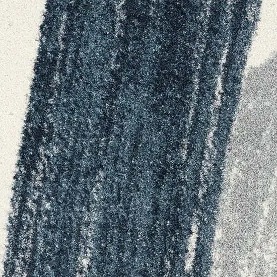White And Blue Abstract Strokes Area Rug Photo 7