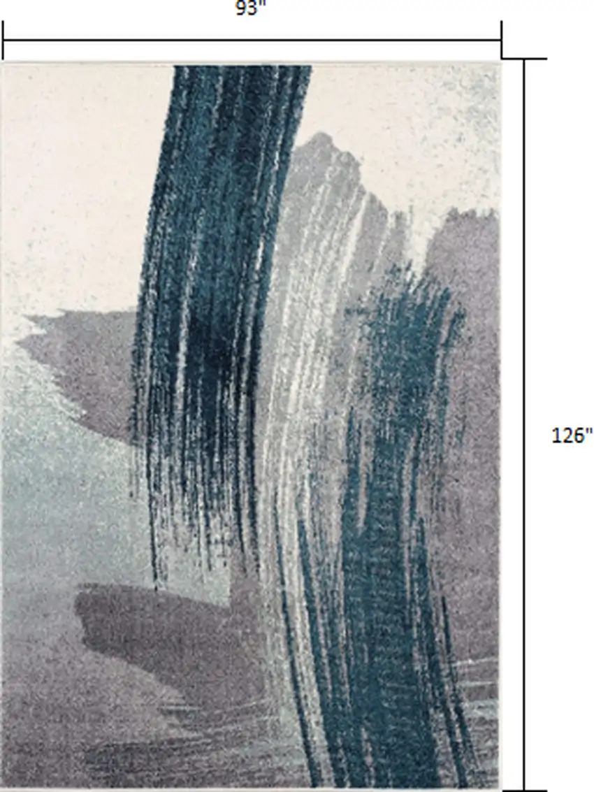 White and Blue Abstract Strokes Area Rug Photo 1